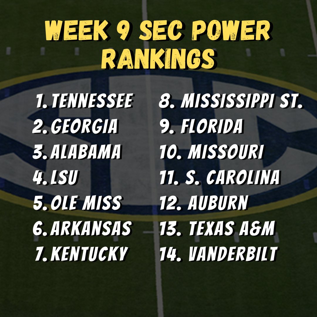 RT @BarrettSallee: SEC power rankings after Week 9 of the college football season https://t.co/WLFeoAFwVH