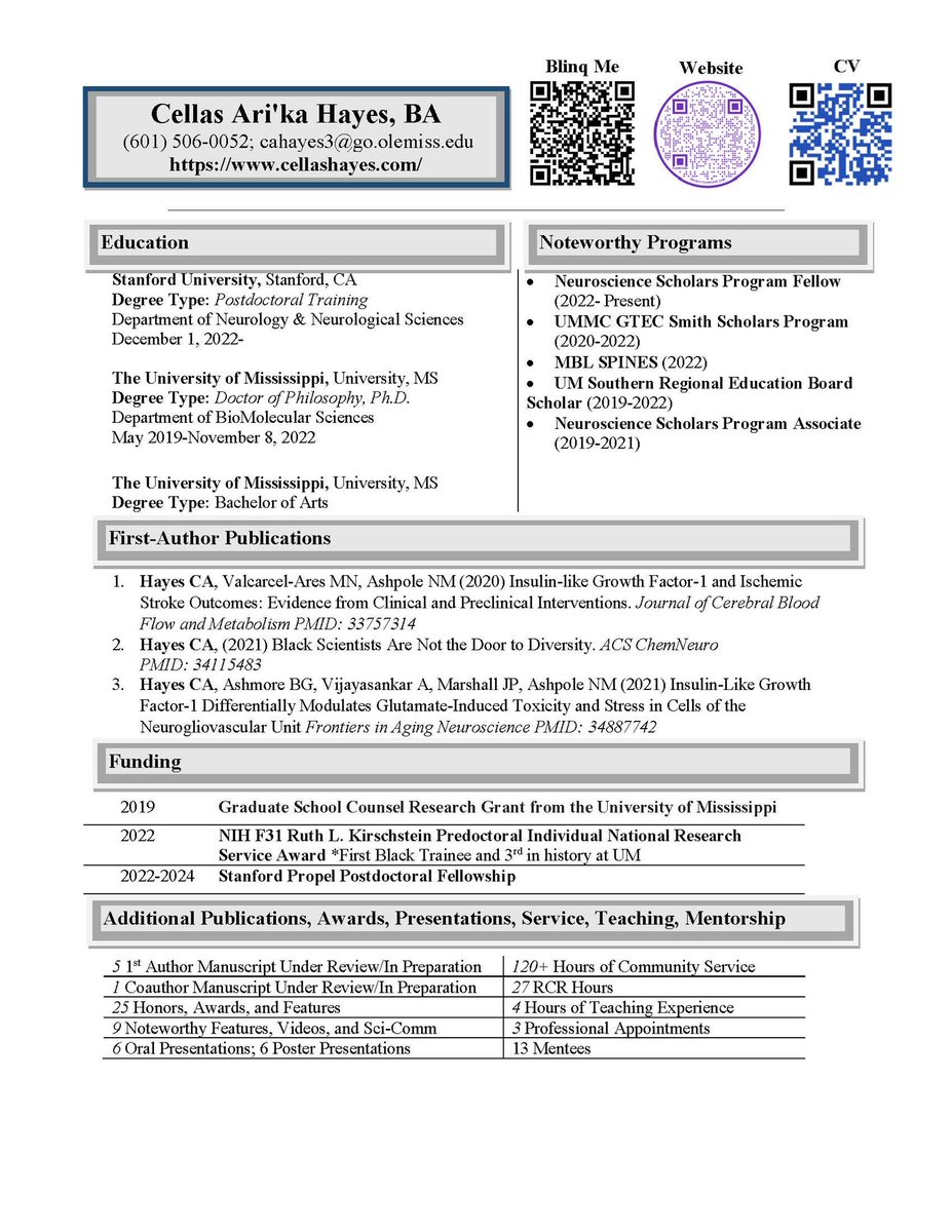 Cellas A Hayes, PhD (@c3llas) on Twitter photo 🚨 THREAD: Am I the only person that feels odd when it’s suggested to bring my CV to conferences? Like who wants to carry around a packet, so I decided to make a mini CV. IT WORKED WONDERS for setting me apart and networking. <a href="/AcademicChatter/">Academic Chatter™</a> <a href="/BlackInNeuro/">Black In Neuro 🧠</a> <a href="/PhDchatter/">PhD Chatter</a> <a href="/SfNtweets/">Society for Neuroscience (SfN)</a> 🚨 THREAD: Am I the only person that feels odd when it’s suggested to bring my CV to conferences? Like who wants to carry around a packet, so I decided to make a mini CV. IT WORKED WONDERS for setting me apart and networking. <a href="/AcademicChatter/">Academic Chatter™</a> <a href="/BlackInNeuro/">Black In Neuro 🧠</a> <a href="/PhDchatter/">PhD Chatter</a> <a href="/SfNtweets/">Society for Neuroscience (SfN)</a>