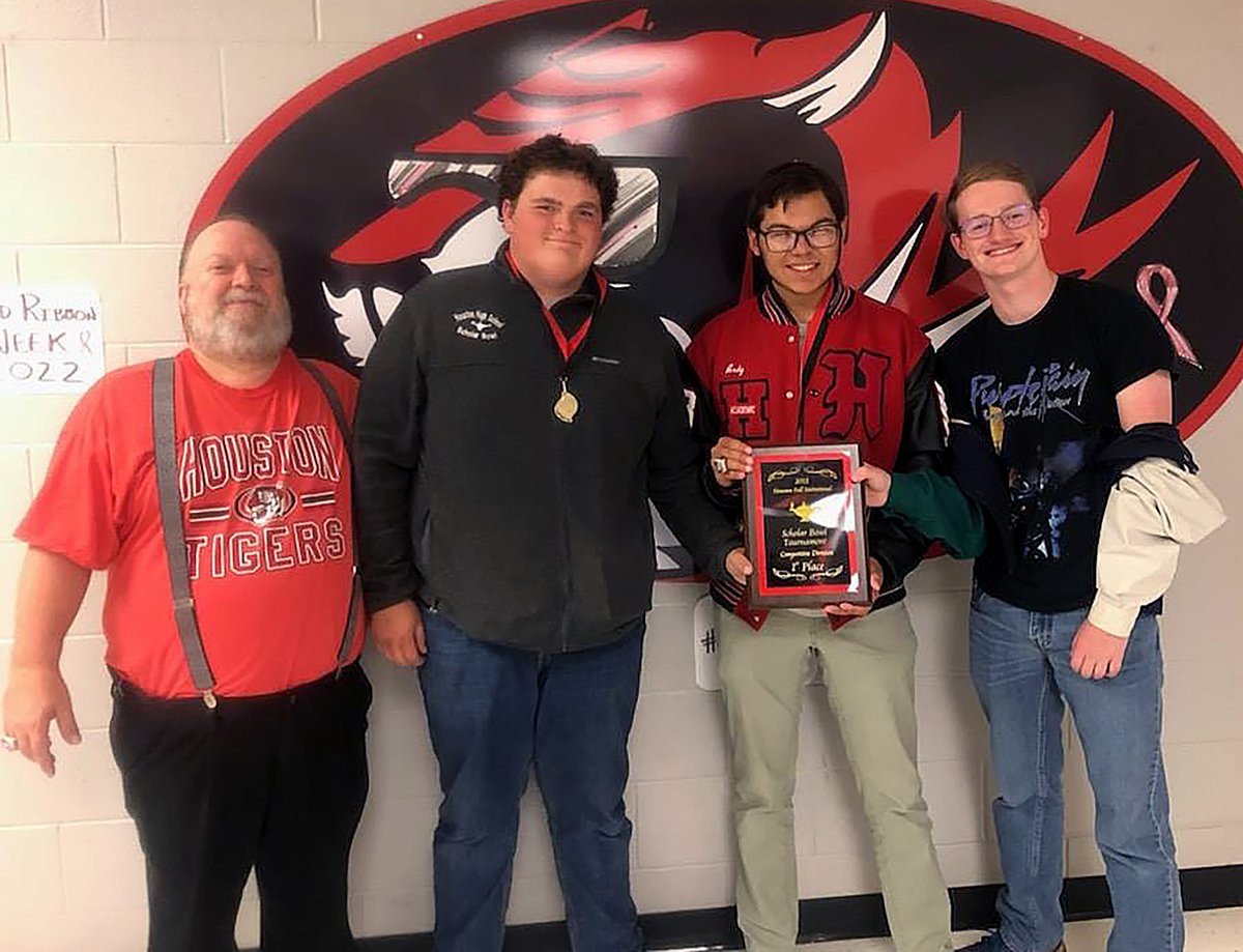 The reigning Class 3 state champion HHS Scholar Bowl team kicked off a new season Saturday by winning the tournament the team hosted. Individually for Houston, Andy Durham placed third overall and Emily Honeycutt was fifth. 

🟥 #TheTigerWay 🟥