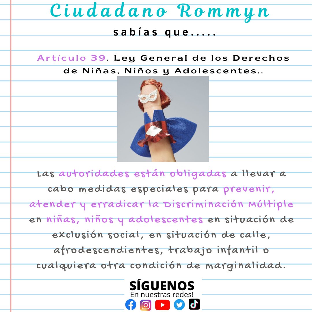 rommynciudadano's tweet photo. Ley General de los Derechos de Niñas, Niños y Adolescentes". 👨‍👩‍👧‍👦👣  
Artículo 39 LGDNNA 
@DIFGobPue @RomansanchezZ @ONUDHmexico
 @BUAPoficial  @SoyBUAPoficial  @bienestarmx @FProninos  @juconimexico  @SaveChildrenMx @DIF_NMX  @UNICEFMexico  @TVBUAP

#Domingo  #SabiasQue https://t.co/lSqwTdrOWG