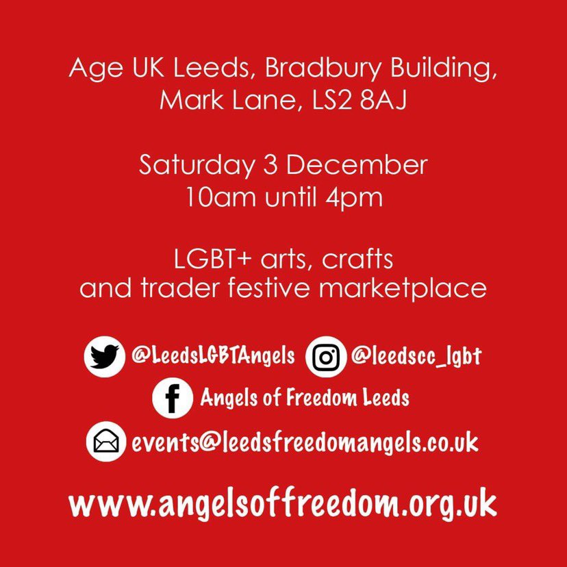 Our events manager Dean is currently finalising all bookings & will be issuing info to confirmed stall holders in the next few days, so watch out for an email from events@leedsfreedomangels.co.uk We’d love you to attend so add it to your festive plans leedsinspired.co.uk/events/leeds-q… 🌲