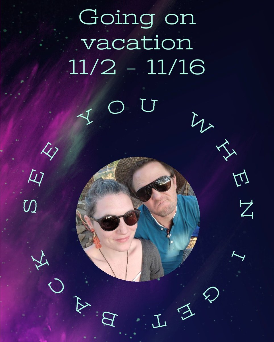 DrP0rk's tweet photo. Space Pigs!
Hogthrob and I will be gone 11/2 -11/16
I'm looking forward to this much needed #vacation and will see you all when I get back! Since I won't be working for a bit I'll have more time in my schedule to bring back #timecapsuletuesday and continue #luigismansion3 ! https://t.co/tr9veNXmbF