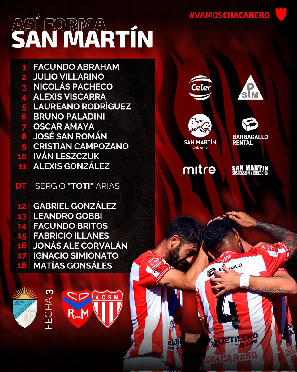 📋 ¡Así va el León! Equipo confirmado para salir a la cancha ante Rodeo del Medio.

#VamosChacarero 🇦🇹
#TorneoRegional 🏆