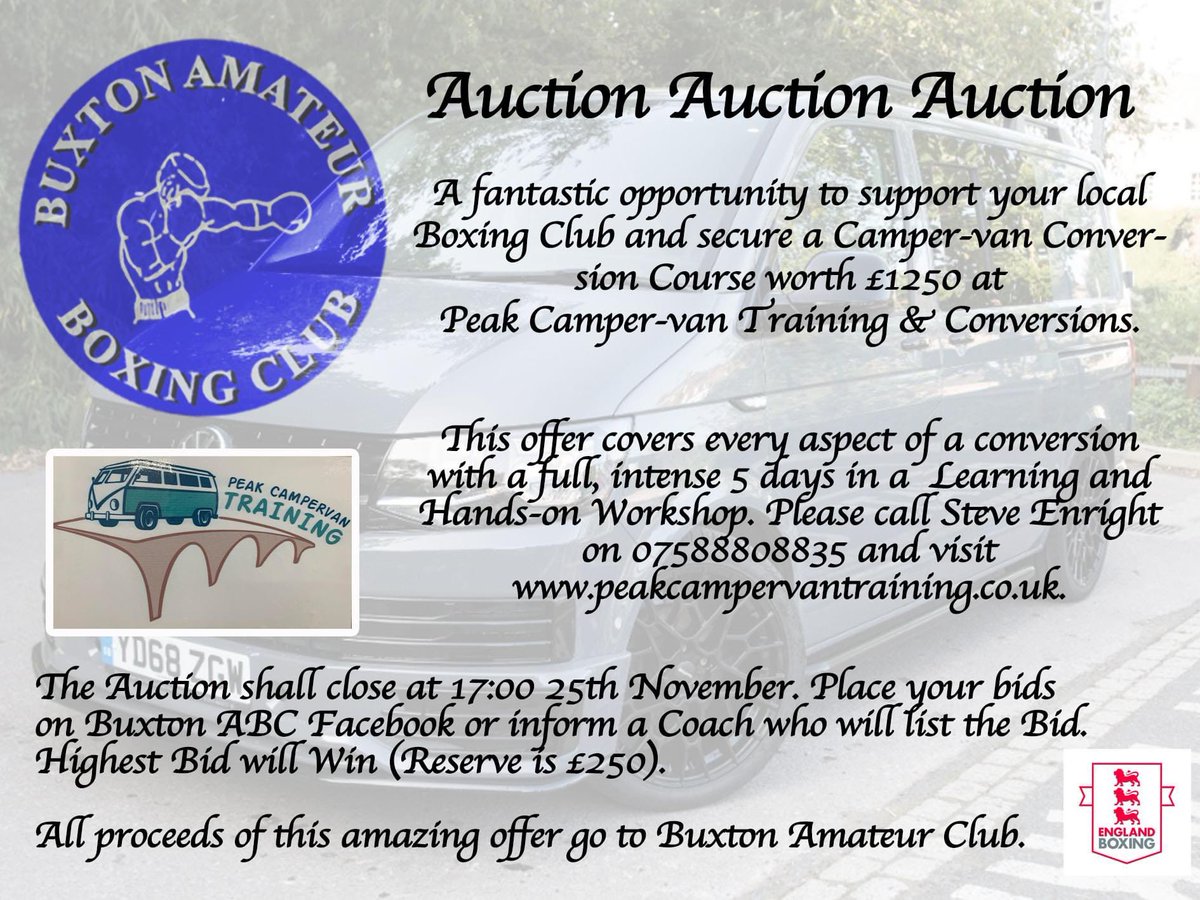 vixbram's tweet photo. 🥊Bid to Win this £1250 Prize from our Sponsors Peak Campervan Conversions.
🥊Highest Bid @ 17:00 Friday 25th November will secure the Prize (£250 minimum reserve price).
🥊The Course covers every aspect of a full conversion with a 5 day, intense Learning &amp; Hands-on Workshop https://t.co/6pjHZ4hosh