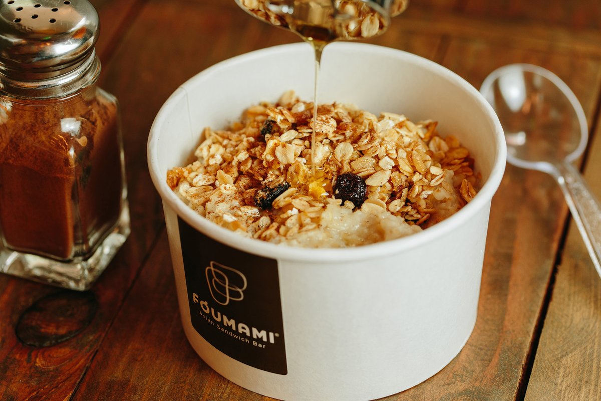 foumami's tweet photo. Thinking of #oatmeal for #breakfast in the morning? Make a stop at #Foumami for our steel cut oatmeal topped with house-baked granola! https://t.co/pO34cjM4bz