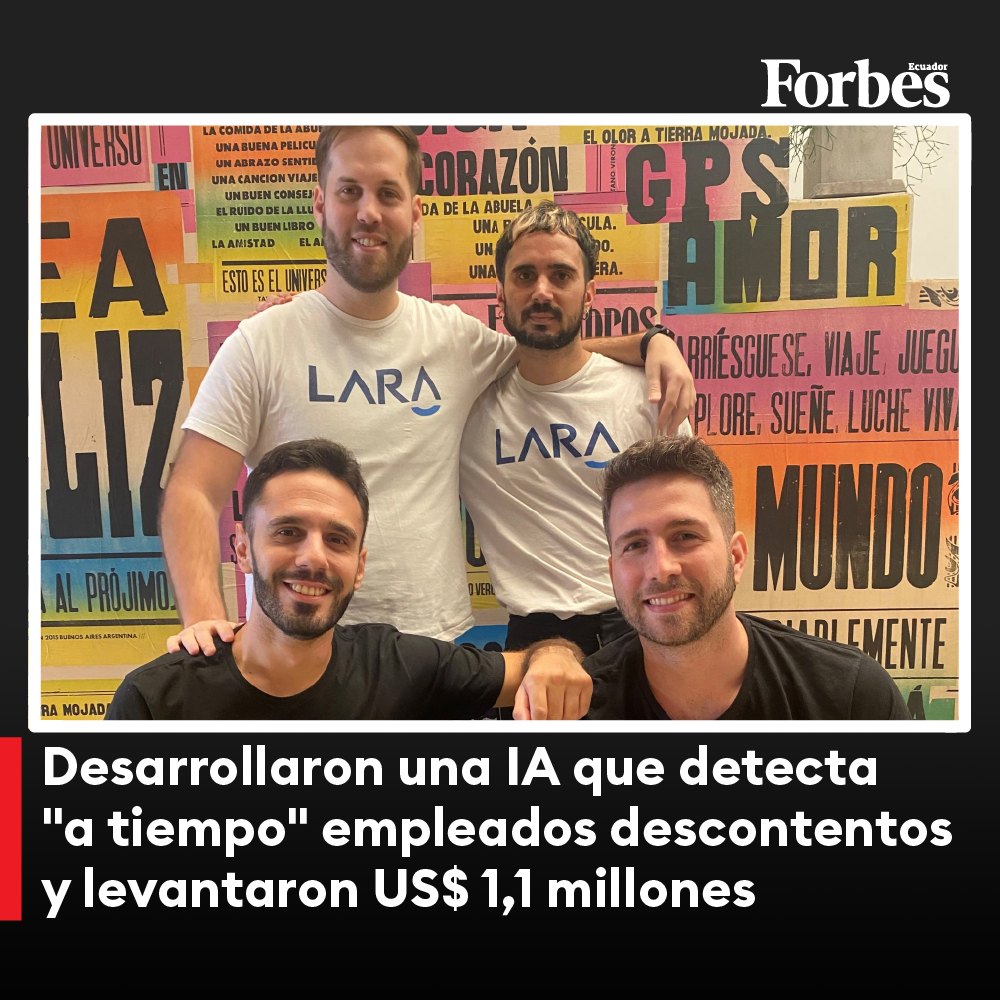 forbesecuador's tweet image. #LaraAI es una startup que ayuda a las compañías a detectar a tiempo empleados descontentos o en riesgo de partida y automatizar diversas tareas, a través de un asistente personal conversacional de #IA. Recientemente, levantó una ronda de US$ 1,1 millones

bit.ly/3VW3O6u