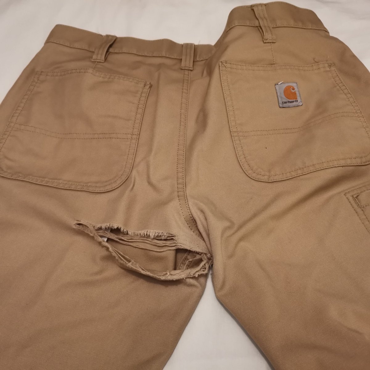 Hi <a href="/Carhartt/">Carhartt</a> how do I go about claiming on your warranty, I've not had these super comfortable pants long and they've failed on me! Not what I needed getting out of my Pick-up to start a day's work! #bumhangingoutatwork