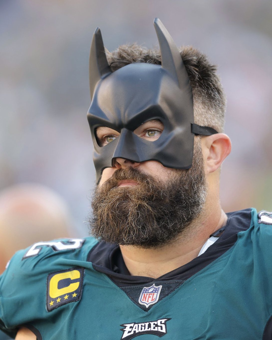 TSN on X: Jason Kelce is walking around the sideline in a Batman mask. 🦇  (📸: @NFL)  / X