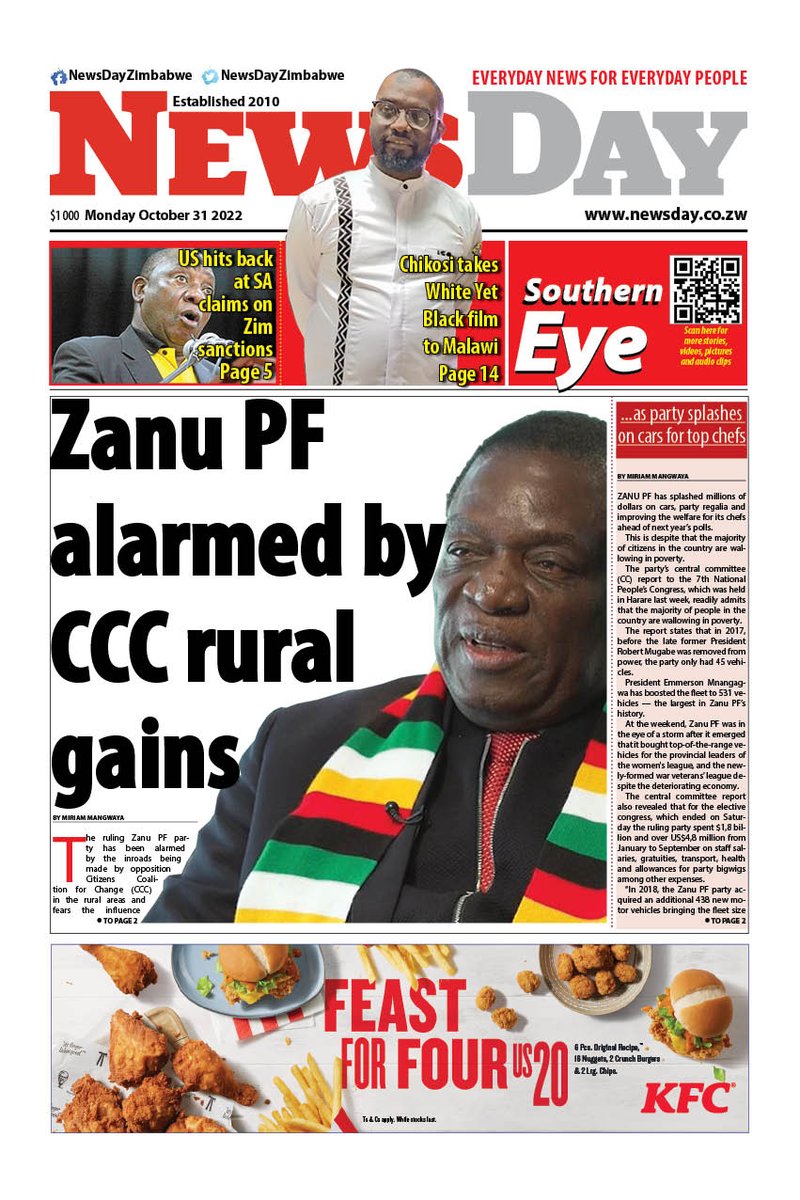 NewsDay Zimbabwe on Twitter: "🔴Just published: front page of the #