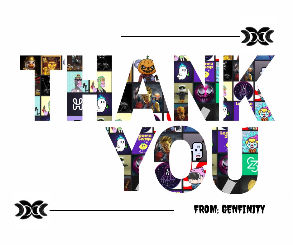 🙏 A BIG thank you to all our contributors, projects, listeners and followers from the team at Genfinity. Hederaween was a massive success and we cannot wait to share more with you all. Special shoutout to the King 👑 @XRP_OWL for driving this one home!