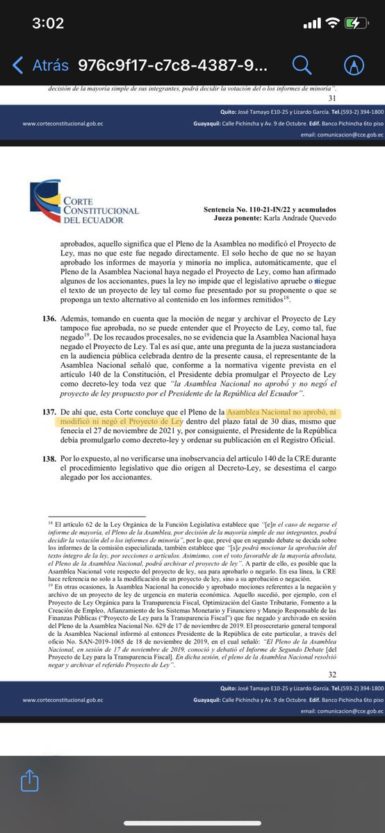 RacinesFernanda's tweet photo. “El solo hecho de que no se hayan aprobado los informes de mayoría y minoría no implica, automáticamente, que el Pleno de la Asamblea Nacional haya negado el Proyecto de Ley” @CorteConstEcu respecto a la #LeyDesarrolloEconómico https://t.co/x0Jwx5BOJe