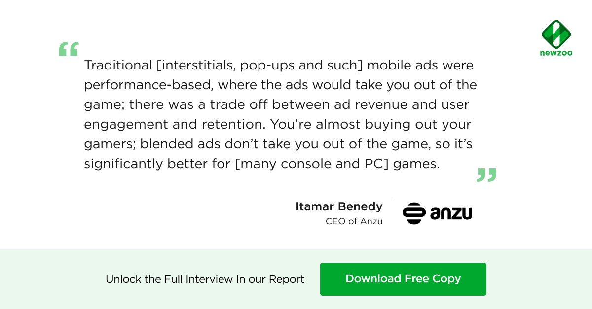 The best free games report just got even better! 🚀

Download the free version of our Global #Games Market Report 2022 for a full in-game advertising trend complemented by an interview with <a href="/Anzu_io/">Anzu.io</a>'s <a href="/BenedyItamar/">Itamar Benedy</a>: hubs.ly/Q01qYw9x0