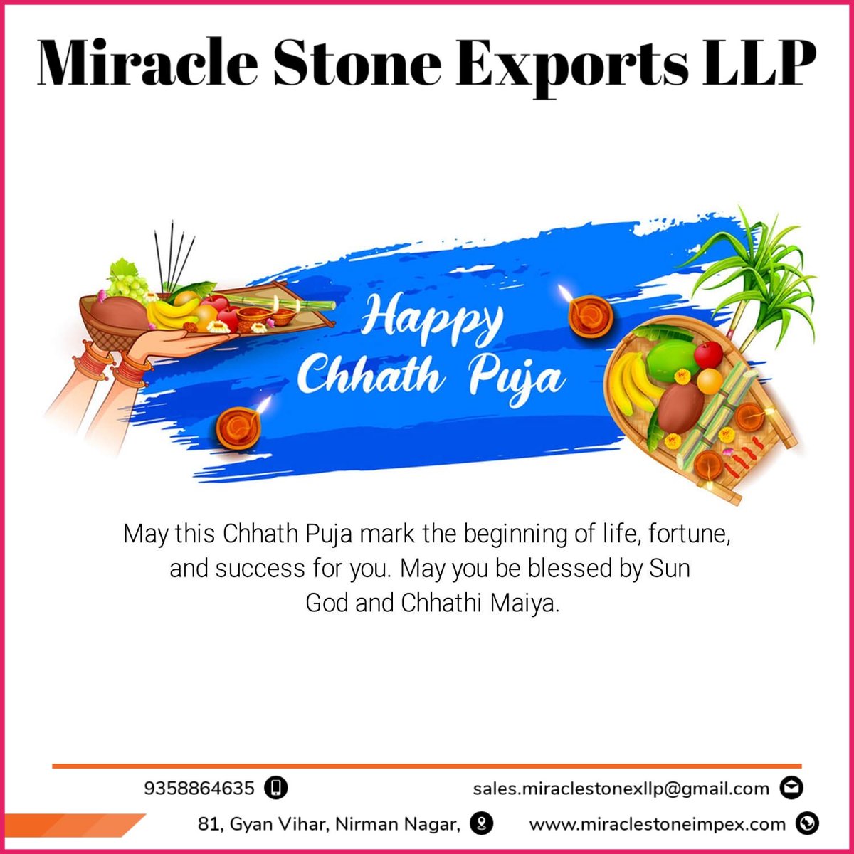 MiracleGroup5's tweet photo. Wish you a happy Chhath puja with an abundance of peace and prosperity. Happy Chhath Puja! https://t.co/7iTsfo7eoE