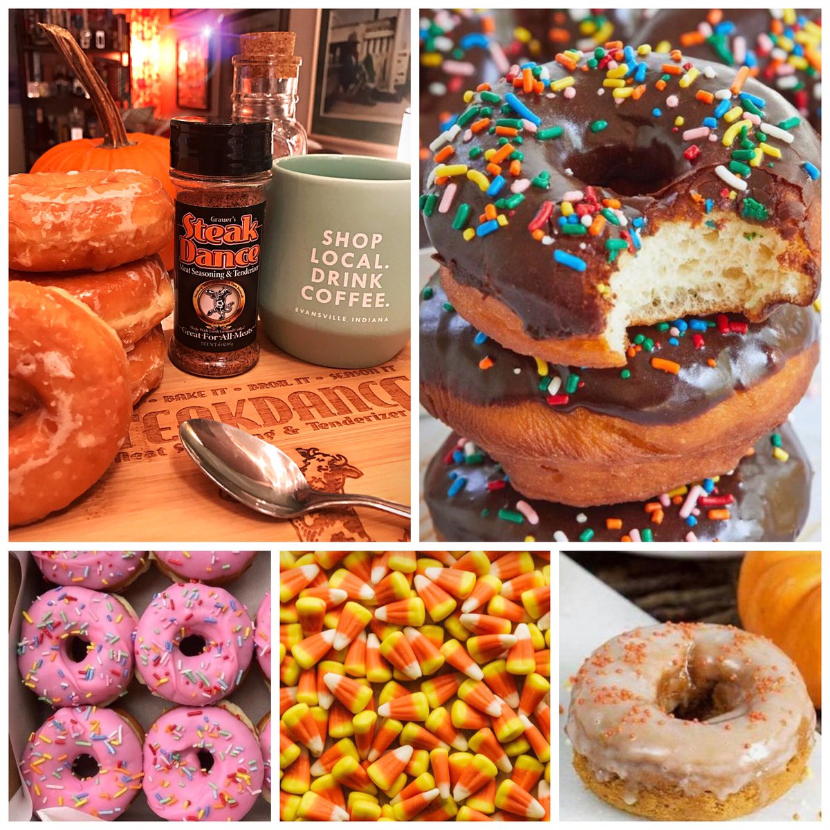 KimTbone's tweet photo. Good morning! Itโs eat a donut day, goes great with your morning coffee. And itโs also national candy corn day. Have a savory Sunday and go Cowboys! #SteakDance #Breakfast #Coffee #Grill #Bake #Broil #Season #MakeEveryBiteCount https://t.co/ZXhwtju7am https://t.co/BBAMkVeR2v