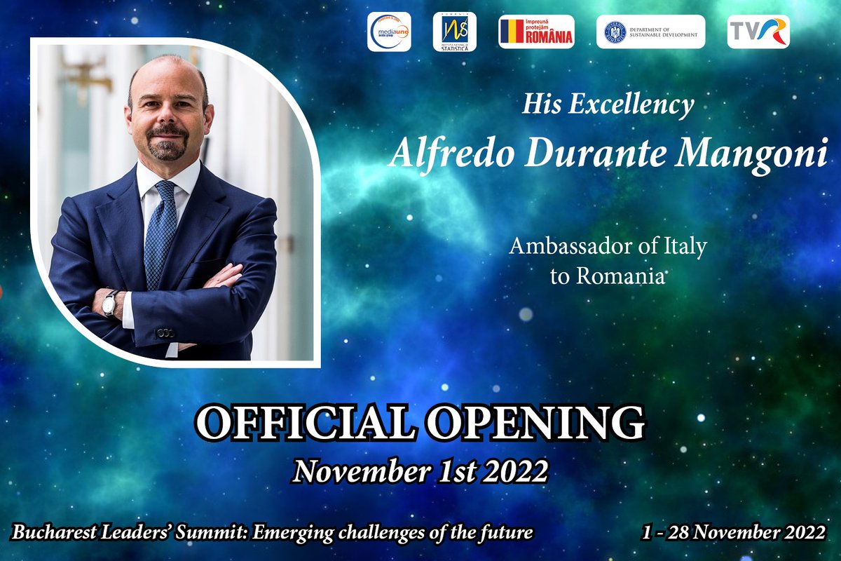 MMediauno's tweet photo. We show our appreciation for the presence of H.E. Mr. Alfredo Durante Mangoni, Ambassador of Italy to Romania, at the Official Opening of "Bucharest Leaders Summit: Emerging Challenges of the Future", on November 1st.
#challengesOfTheFuture
@_AlfredoDurante @ro_statistics @_TVR https://t.co/S2xiYQaoNa