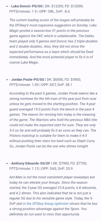 DFantasyKEY's tweet photo. These are the recommended plays for #NBADFS action 10/30

Try our daily fantasy #optimizer for #DraftKings, #FanDuel and #Yahoo 

https://t.co/wx12Ur9hzP https://t.co/5tewlQOQn0