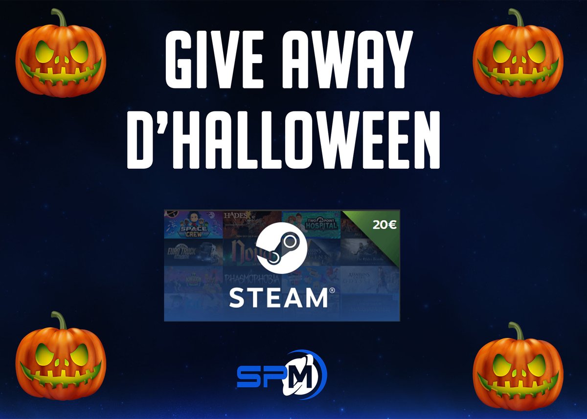 spmcorp's tweet photo. Lancement du give away d'halloween

💰carte steam de 20 euros💰

Pour jouer:

-Like la page @spmcorp 

-RT et like ce post 

-Tag un ami 

tirage au sort le 05/11/2022 aux environs de midi

#UniverseisOurs https://t.co/22tRuPTJNV