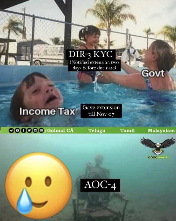 i_0am0_pooja's tweet photo. #mca #annualfiling #mca21 #filingseason #it #itfiling #mcafiling #ca #cs #cma #aoc4 #professionals #meme #dir3kyc https://t.co/Bau1mKnOsm