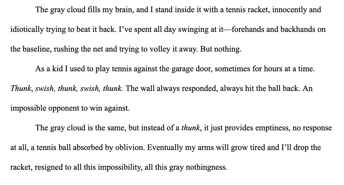 DrewBrownWrites's tweet photo. I wrote this metaphor for depression in my book and thought it might be a helpful description for someone else's experience. https://t.co/WlwhLcDu3c