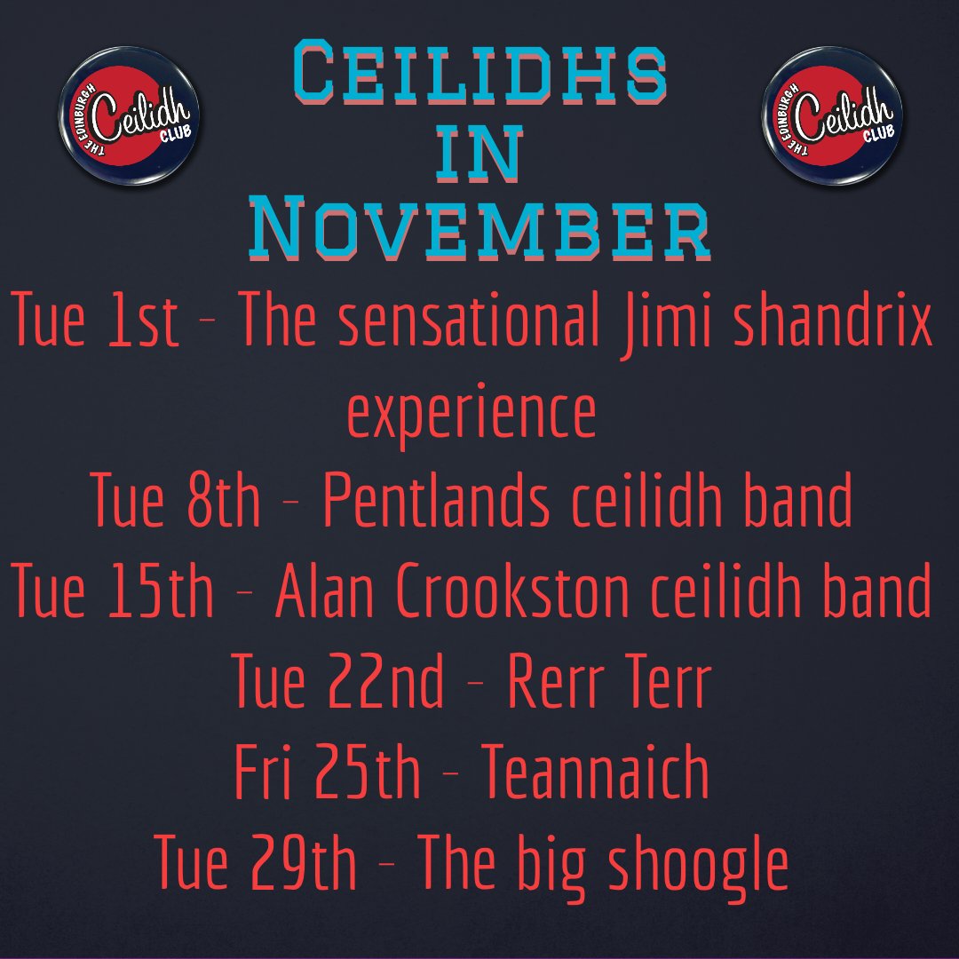 We've got lots of great ceilidhs happening in November, book your tickets now to avoid missing out!!!
