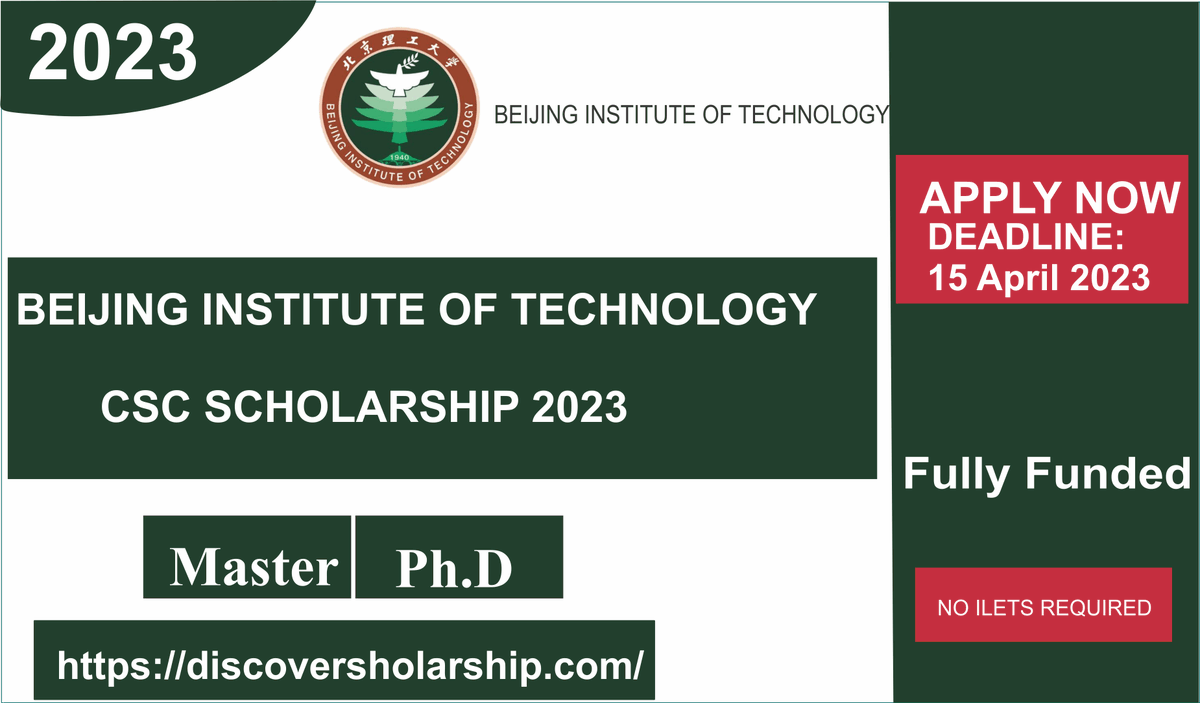 discoversch's tweet photo. #Fully Funded #Endowed #Scholarships at #University 
#support #scolarshipunion #abroad #mastersdegree #AbroadStudy #Scholarship #Scholarships 
The application deadline for the Beijing Institute of Technology Scholarship Students is 15 April 2023.
https://t.co/7BuoBl2lsg https://t.co/hvWLqdgBzQ