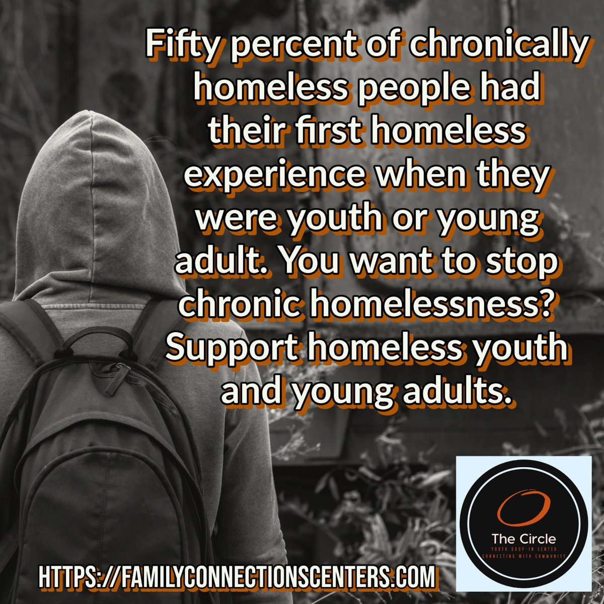 TheCircleCenter's tweet photo. #homelessyouth #support #houselessness
Fifty percent of chronically homeless people had their first homeless experience when they were youth or young adult.  You want to stop chronic homelessness?  Support homeless youth and young adults.
https://t.co/A0nOLxLRxd https://t.co/k7DoVR2SXa