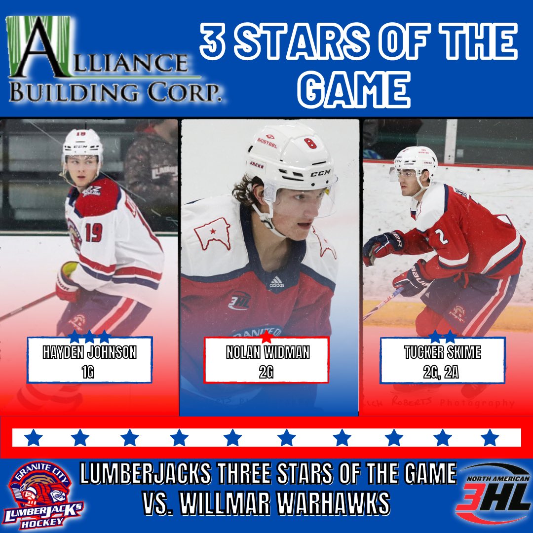 Alliance Building Corporation: 3 Stars Of The Game

⭐️ Nolan Widman - 2G
⭐️⭐️ Tucker Skime - 2G, 2A
⭐️⭐️⭐️ Hayden Johnson - 1G