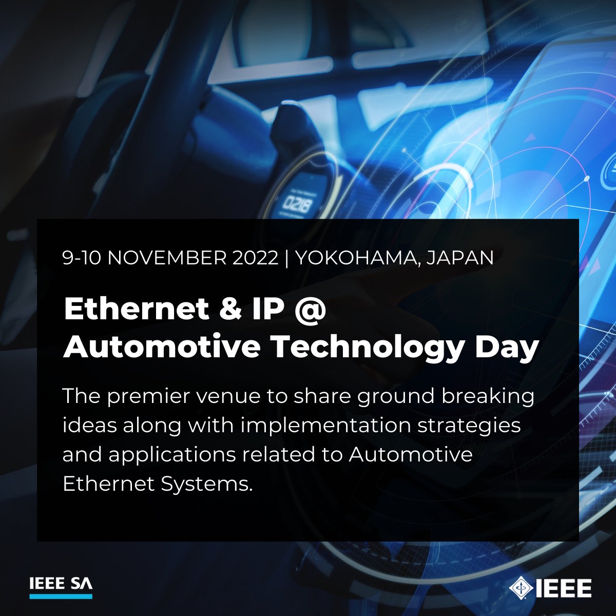 The 2022 IEEE SA Ethernet & IP @ Automotive Technology Day is the premier venue for automobile manufacturers, suppliers, semiconductor vendors, tool providers, engineers, scientists, educators, and the media to share ground breaking ideas. ieeesa.io/3IT6YAc?utm_ca…