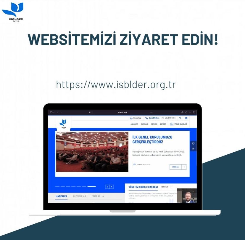 İsblder’e ulaşmak artık çok daha kolay olacak. Tarayıcınızdan websitemize girerek üyelik işlemleri, dernek tüzüğü ve okulumuz hakkında bilgi edinebilirsiniz.
isblder.org.tr