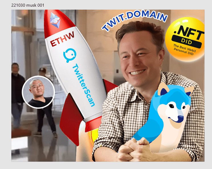 ChandlerGuo's tweet photo. 🥳The【.nft 】domain service of @MetascanPro will support #ETHW 

💪Let's work on making Twitter an amicable space of #Web3 @oknextlin 

#TwitterScan could be the best dapp of #Twitter + #dogecoin We'll ally with #Twitter to start the whole network Airdrop in Nov. 💰🪂 @elonmusk https://t.co/ZxNBhsRMsl