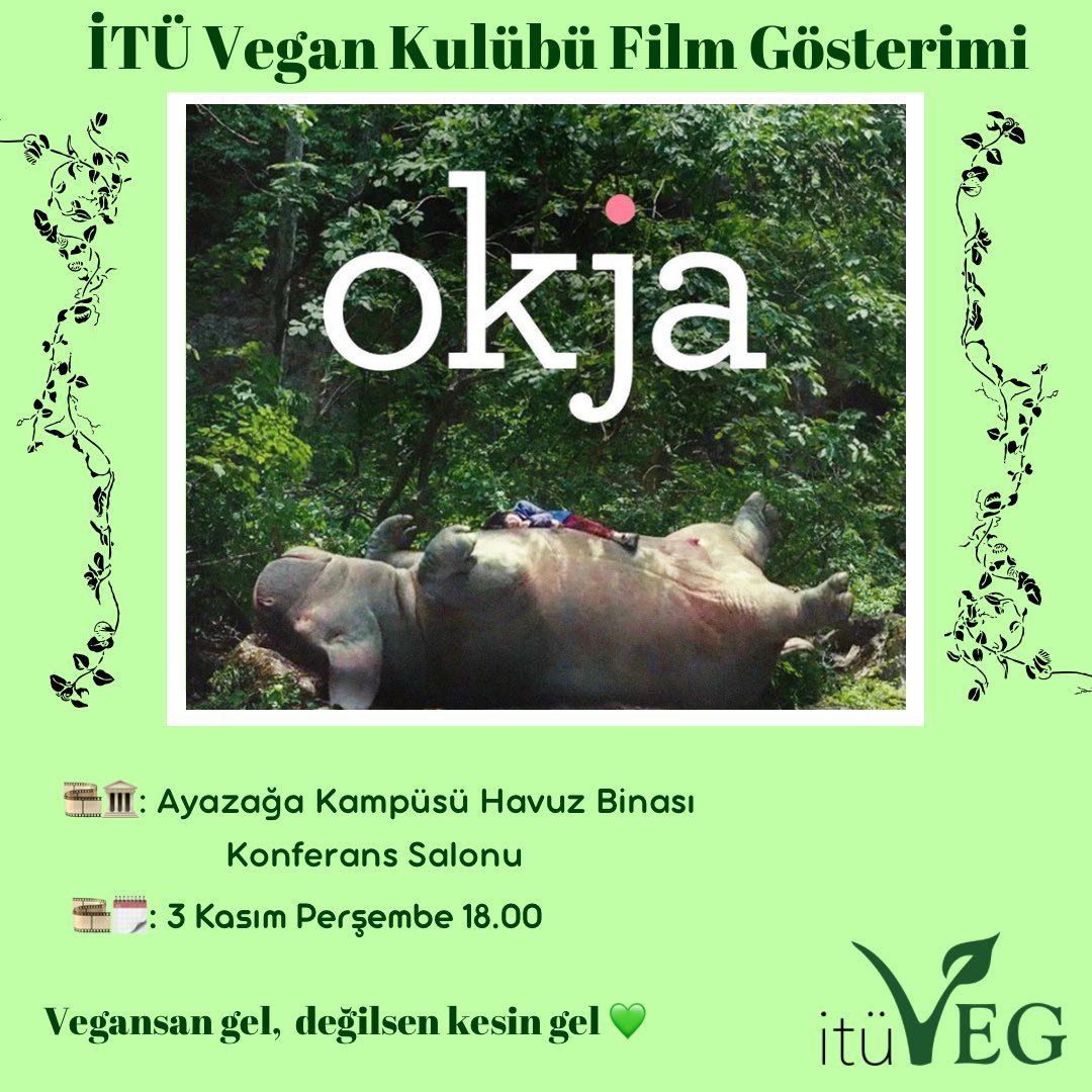 ituveg's tweet photo. İTÜ Vegan Kulübü olarak 1 Kasım Dünya Vegan gününe özel gerçekleştirecek olduğumuz film gösterimimize hepinizi bekliyoruz. Birlikte bilgilenelim, fikirlerimizi paylaşalım. 3 Kasım Perşembe saat 18.00’da görüşmek üzere 💚💚 https://t.co/QXLAmeC1EN