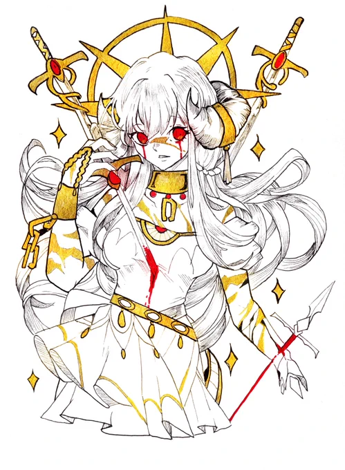 Witchtober / inktober  17: karma#oc  #Inktober #drawtober #ink #gold #witchtober  #art 