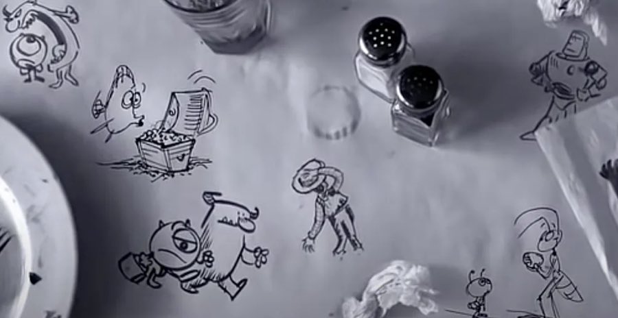 TrungTPhan's tweet photo. In the summer of 1994, the Pixar team had a lunch meeting at a cafe.

They brainstormed ideas that became 6 films and have grossed $4B+ (see their table top doodles below).

It’s probably the most glorious business lunch ever.

I wrote more here: https://t.co/gvOMWxdyuE https://t.co/la4pYmb4vu