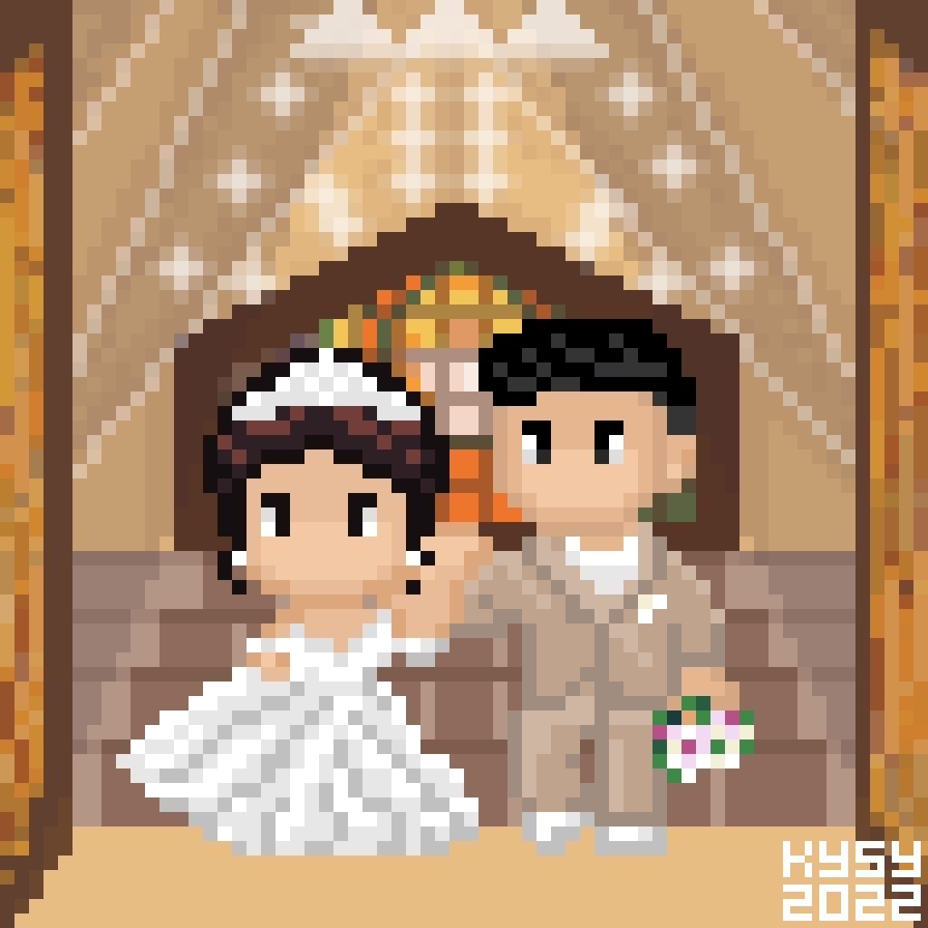 thejunkyartph's tweet photo. It’s been a while since the last time I posted here. Here’s my recent pixel artwork. It’s my bestfriend with her husband on their wedding day. 🤍 #pixelart #pixelph #pixel #artph https://t.co/F96i4dA2YO