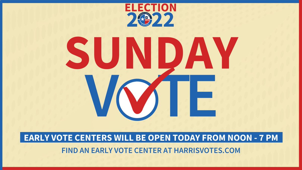 HarrisVotes's tweet photo. Sunday Funday!
🗳️ What's more fun than using your voice and casting a ballot at one of our 99 Early Voting locations? 
👉 View your unique Sample Ballot or find a Poll Location by visiting https://t.co/EwThEMOtps
#EarlyVoting #ElectionInformation #YourVoteYourVoice #HarrisVotes https://t.co/0vnUBMu39p