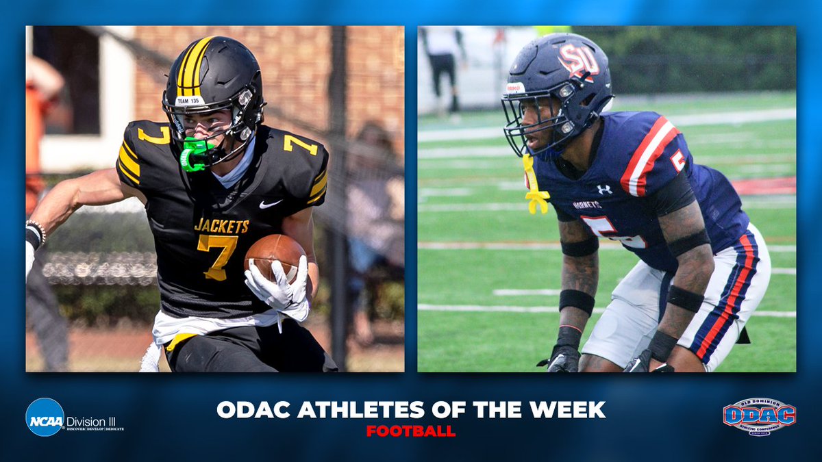 odacathletics's tweet photo. #ODAC FBALL Report for Week 9 - @RMCathletics remain unbeaten at 8-0 and 5-0 in league play. @BCAthletics @HSCathletics and @SUHornets also won games. This week's POWs are SU DB Keyshawn Wilder and R-MC WR David Wallis. #d3fb https://t.co/86PTpWxwub https://t.co/Wie3aTLiS4