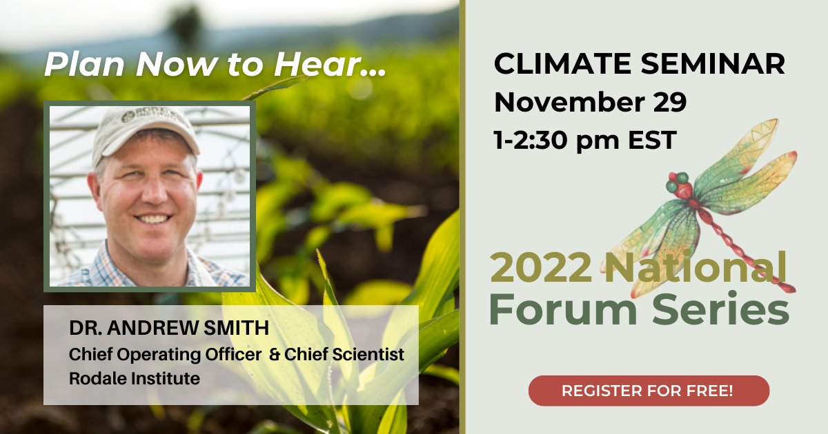 ByondPesticides's tweet photo. Andrew Smith, PhD, COO & Chief Scientist at #RodaleInstitute, is co-author of "#Regenerative #Organic Agriculture and the Soil #Carbon Solution," which outlines a strategy for combatting the#climatecrisis. Hear him at our #Climate Seminar Nov. 29. ATTEND: https://t.co/CFE59bnnjA https://t.co/LuCB5bfHrb