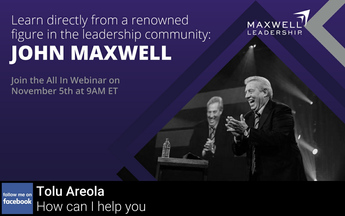 John C. Maxwell, author of over 75 best-selling books on leadership, is sharing how to harness the power of communication to find success. Learn more at toluareola.leadingthebest.com/JMW220001