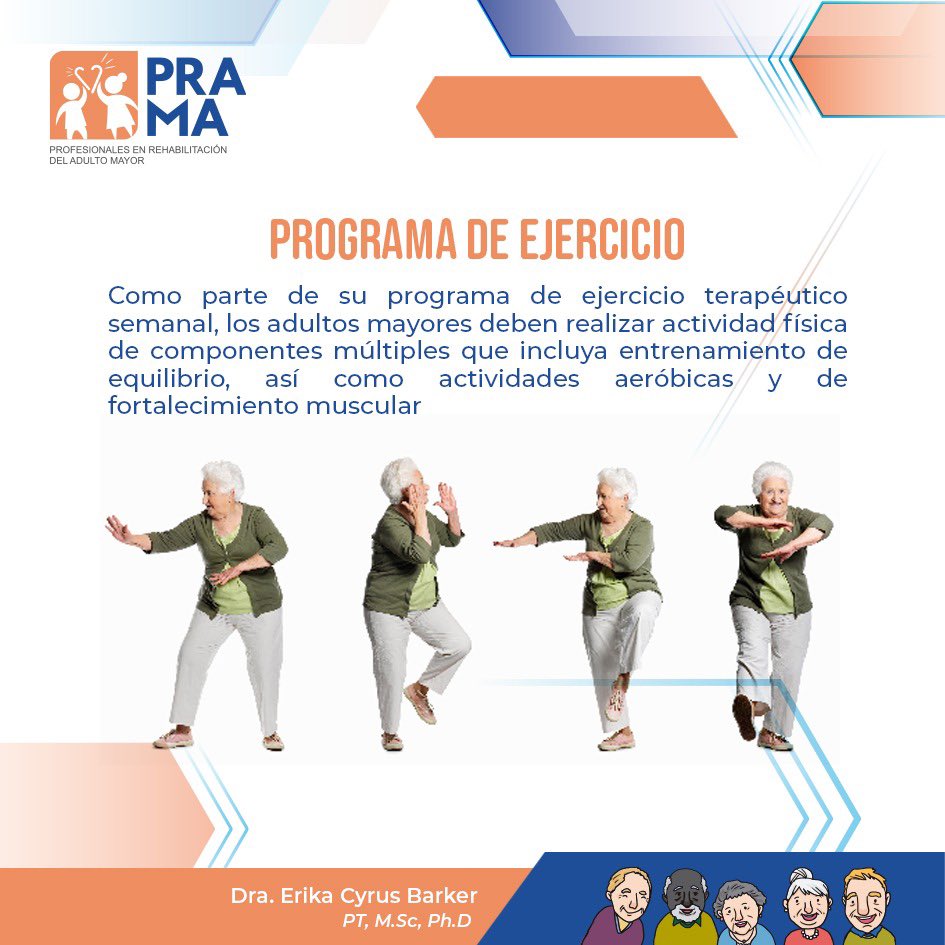 ErikaCyrus's tweet photo. El #ejercicio #terapéutico diseñado específicamente para personas #adultasmayores y necesidades funcionales,debe ser ejercicio #multicomponente; incluye: ejercicios de #fortalecimiento, #cardiovasculares, de #equilibrio, con el fin de potenciar y/o restaurar la funcionalidad. https://t.co/ycRJYlXEHf
