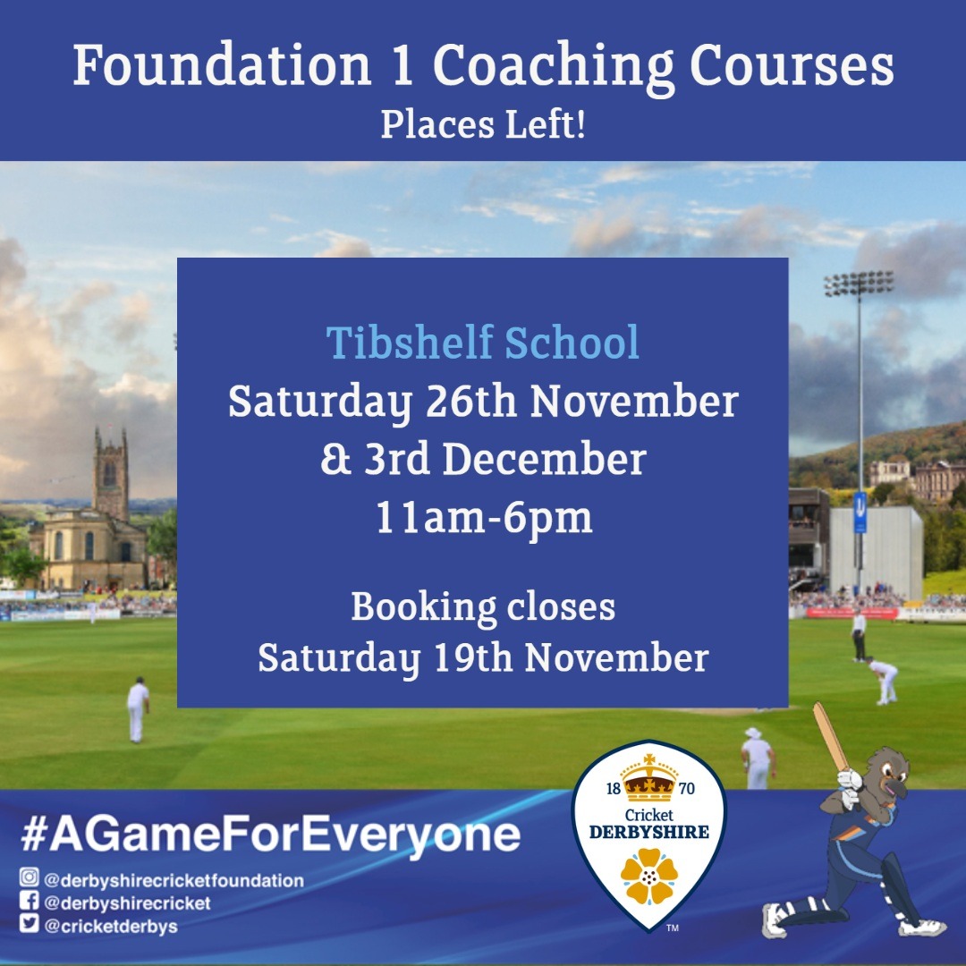 CricketDerbys's tweet photo. 🏏Foundation I Coaching Course🏏

There are places left on our Foundation I coaching course at Tibshelf School taking place at the end of Novemeber!

📆Saturday 26th Nov &amp; 3rd Dec
📌Tibshelf School
⏰11am - 6pm

Book your place now!
🔗https://t.co/KwaYCaLWS1 https://t.co/xJVKZu3Jpp