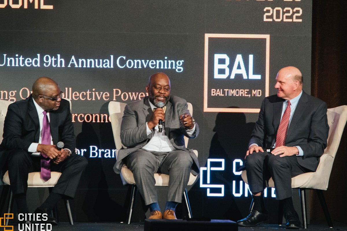CitiesUnited's tweet photo. A special thank you to @Steven_Ballmer, your passion for partnership was heard and felt. The fireside chat during our gala was both impactful and inspiring. Thank you and the @BallmerGroup for your leadership and support on the journey to creating safe, healthy and hopeful cities https://t.co/eZswUJzBMJ