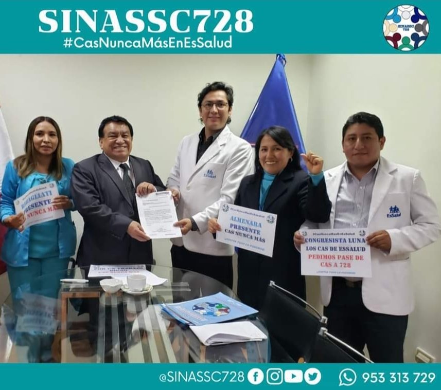 sinassc728's tweet photo. El @sinassc728 agradece al congresista @JOSELUNA_G por agendar a debate y votación el Predicatamen de @chabelitacongre @rojas_cerron @JorgeFlores_pe @JuanCarlosMoriC @JuanBurgos2021 @cesarrevillav para el pase de los trabajadoresCAS al Régimen728 en EsSalud 
#CasNuncaMasEnEssalud https://t.co/GNjcyva3X8