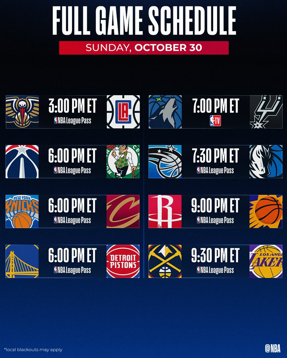NBA's tweet photo. Almost time for some Sunday hoops!

📺: NBA League Pass, NBA TV, NBA App
📲: https://t.co/HMzmcX9cSl https://t.co/gHxRbEItGT