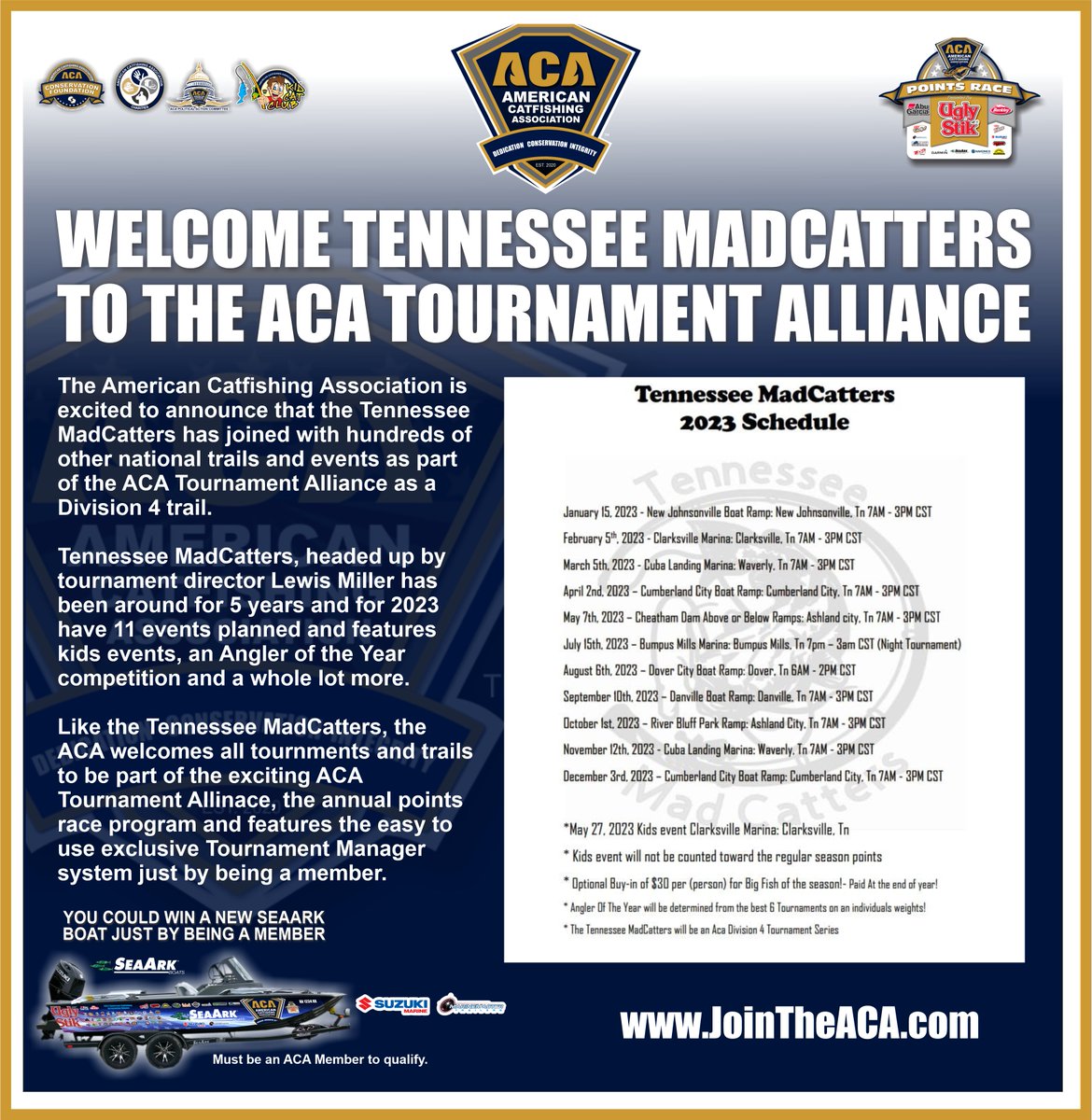 ACAssoc's tweet photo. It's always great to announce exciting news... the ACA and Tournament Alliance welcomes yet another great series of events for 2023!  Join us in welcoming the Tennessee MadCatters as the newest member of the ACA tournament Alliance!  https://t.co/QKepJGR4RN https://t.co/GtiMoCijt2