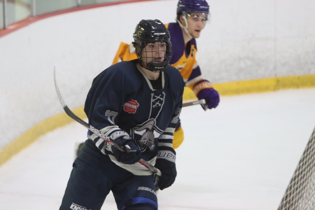 USPHL's tweet photo. More 📸 from the @WBSKnightsUSPHL vs @NH_JrMonarchs Sunday showdown, a 3-2 OT win for the Knights, now 2-0 at the #FallBeantown! https://t.co/b5vrTC3qHp