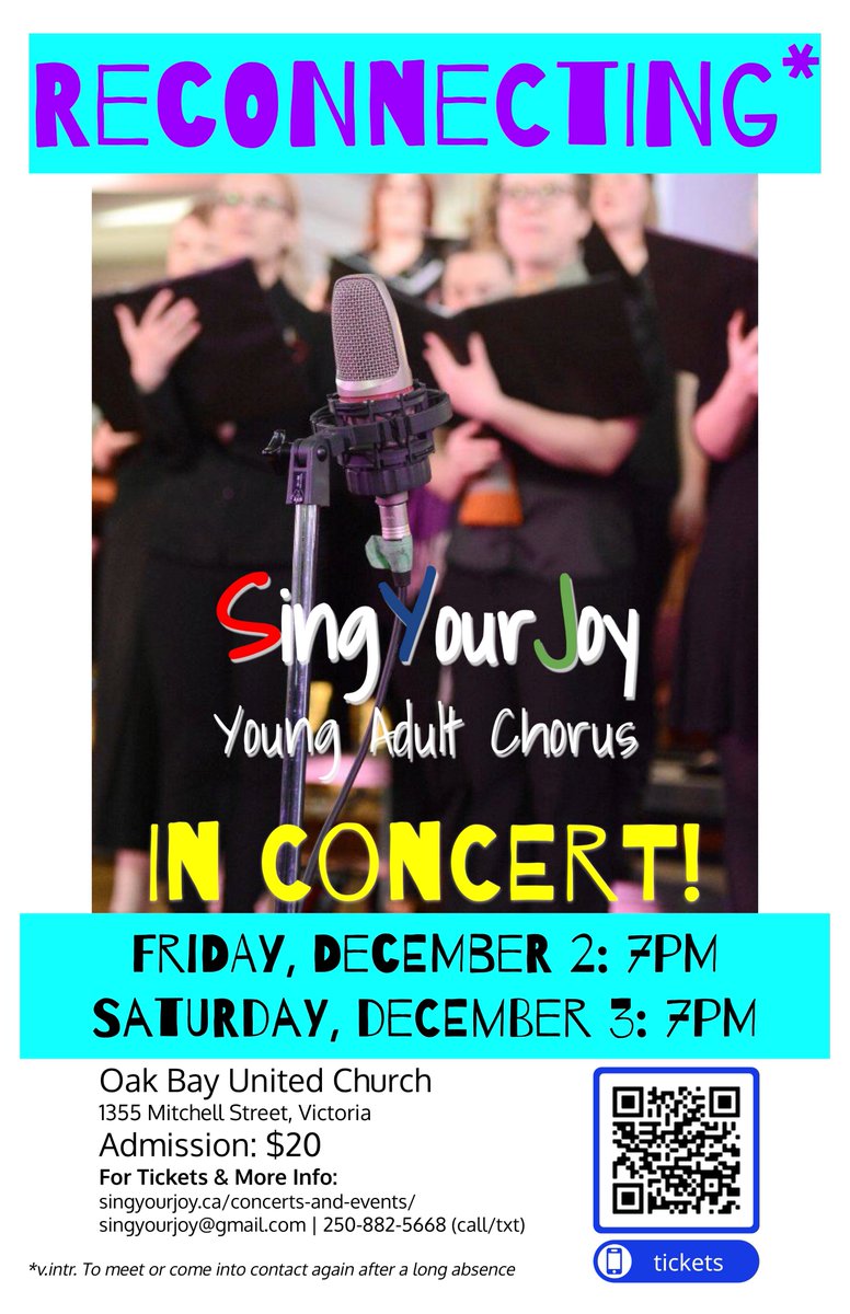 ReConnecting - <a href="/SingYourJoy/">SingYourJoy Chorus</a> in Concert - Dec. 2 AND 3 at Oak Bay United. Tkts at: eventbrite.ca/e/reconnecting…
#singingtogether #yyjmusic #yyjarts #yyjsings