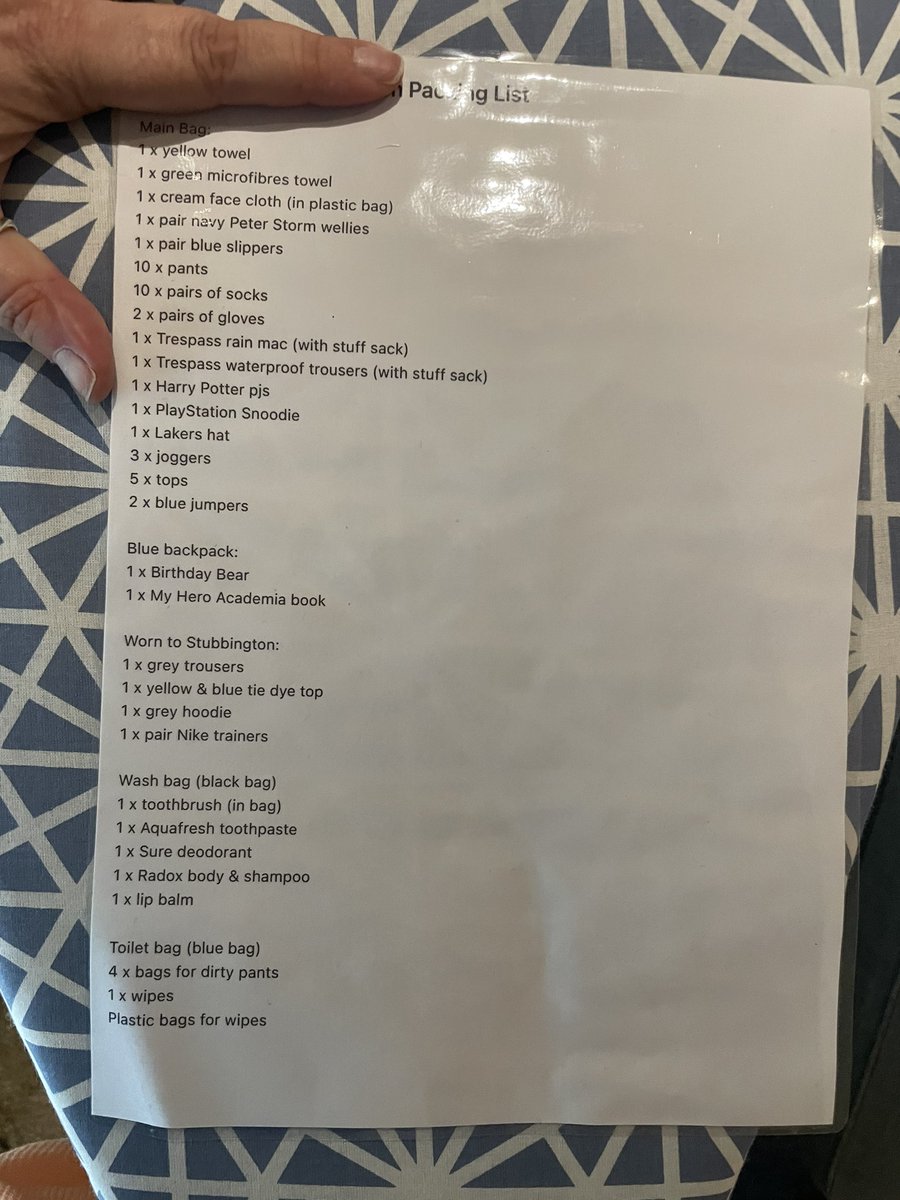 Biggest tip I was given from a Mum friend was to make a packing list with everything in their bags and laminate it for them for when it’s time to come home. So I expanded it a little more  #SchoolTrips #NeurodiverseKids #Kids