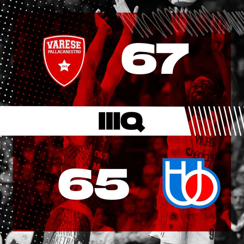 PallVarese's tweet image. Buon terzo quarto per i biancorossi che tornano avanti ⚪️🔴 Ora ultimi 10’ di fuoco 🔥 
#VarTre #NoiSiamoVarese