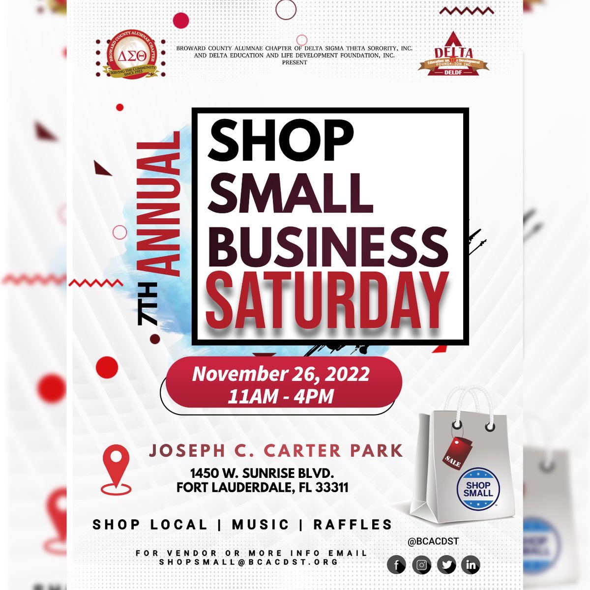 BCACDST's tweet photo. 📣Calling all Small Business Owners and 🎄Holiday shoppers🎁. Enjoy shopping with local vendors, music, and your chance to win raffle prizes!
Interested vendors email: ShopSmall@bcacdst.org
#shopsmall #bcacdst #browarddeldf #DELDF #shopping #vendors #holidayshopping #buylocal https://t.co/fKkhl87D39