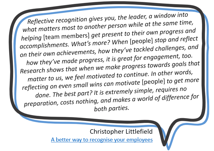 Helen Bevan (@helenbevan) on Twitter photo Recognition at work matters. People who feel "recognised" by leaders are 40% more engaged. There's a growing movement towards "reflective recognition" where leaders get their team members to reflect on & share what they're proud of & why: hbr.org/2022/10/a-bett… By <a href="/BeyondThankU/">Christopher Littlefield</a> Recognition at work matters. People who feel "recognised" by leaders are 40% more engaged. There's a growing movement towards "reflective recognition" where leaders get their team members to reflect on & share what they're proud of & why: hbr.org/2022/10/a-bett… By <a href="/BeyondThankU/">Christopher Littlefield</a>